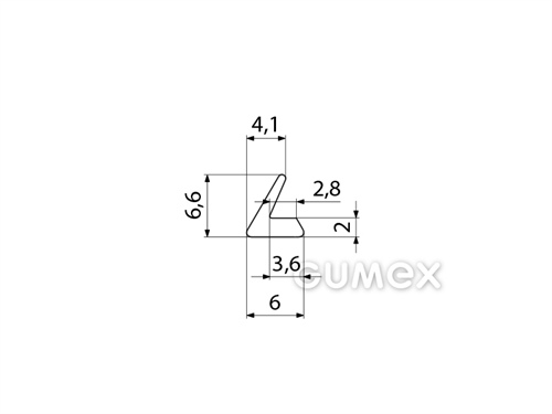 "L" Silikonprofil, 6,6x6/2mm, 33°ShA, -60°C/+180°C, transparent, 